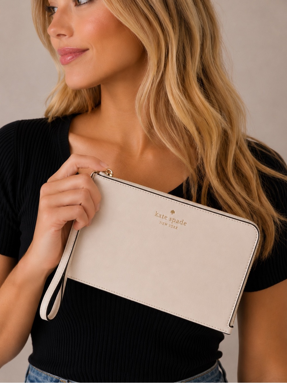 Kate Spade New York White Zip-Around Wallet NWT